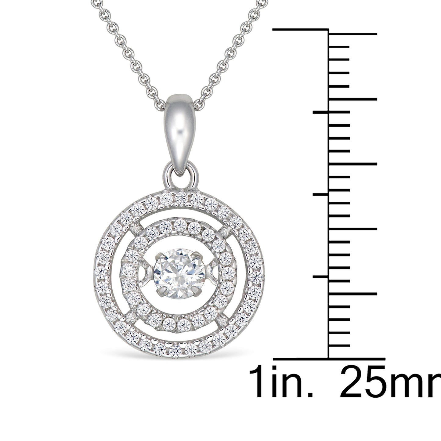 STERLING SILVER DANCING STONE PEND. W/ 18" CHAIN
