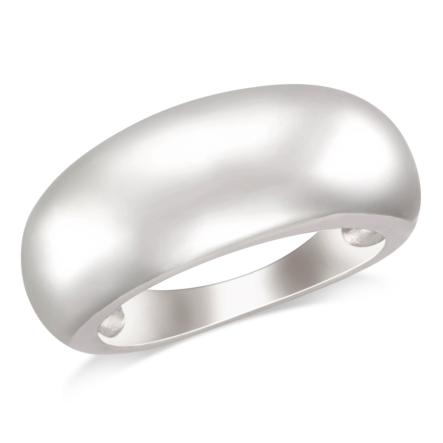 STERLING SILVER DOMED WHITE PLATED RING