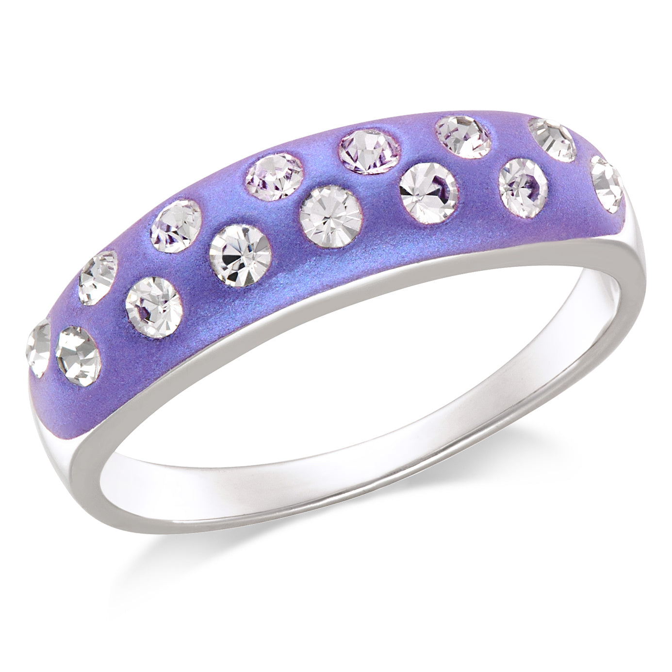 SILVER WITH CRYSTAL RING - WHITE BACKGROUND GOLD TONE CRYSTAL