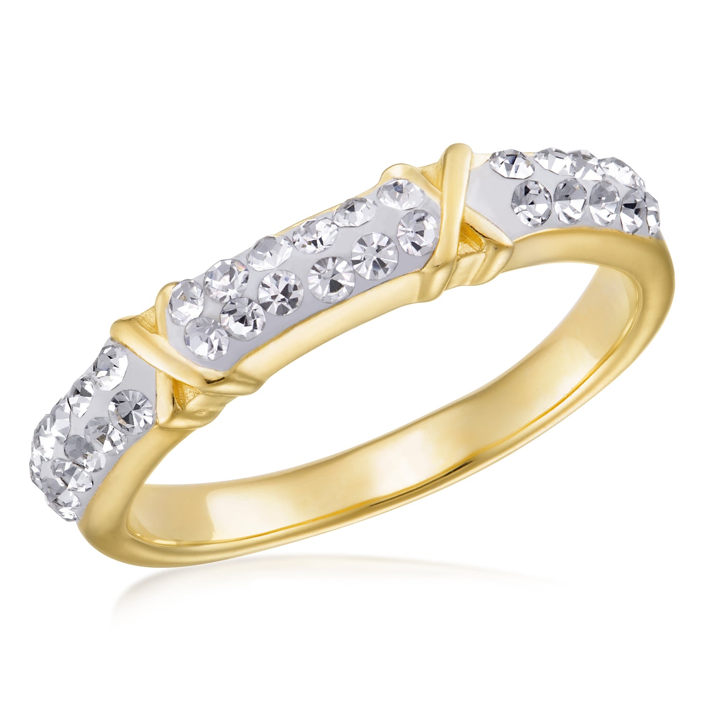 LADIES STERLING SILLVER GOLDPLATED WHITE CRYSTAL RING