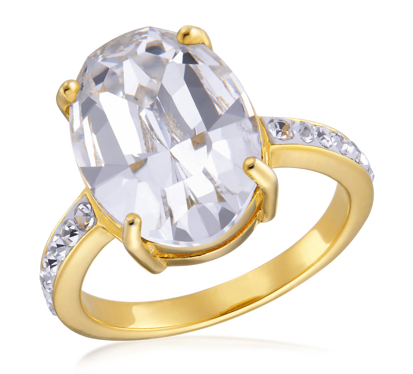 SILVER / GOLDPLATED OVAL CZ/CRYSTAL RING