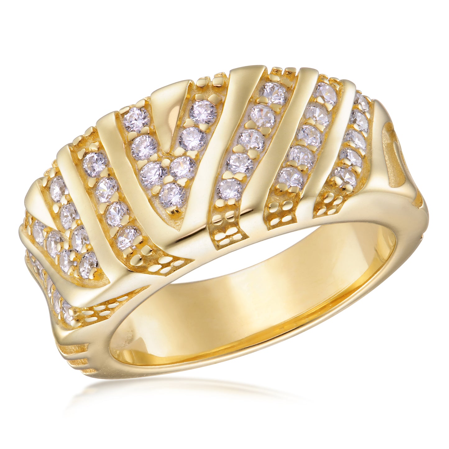 LADIES STERLING SILVER GOLDPLATED CZ RING
