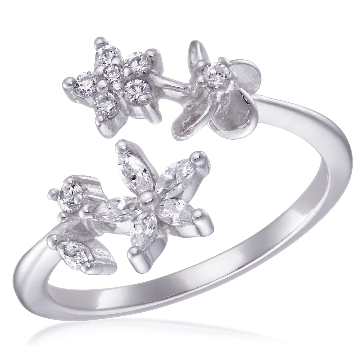 STERLING SILVER WHITE FLOWER CZ RING
