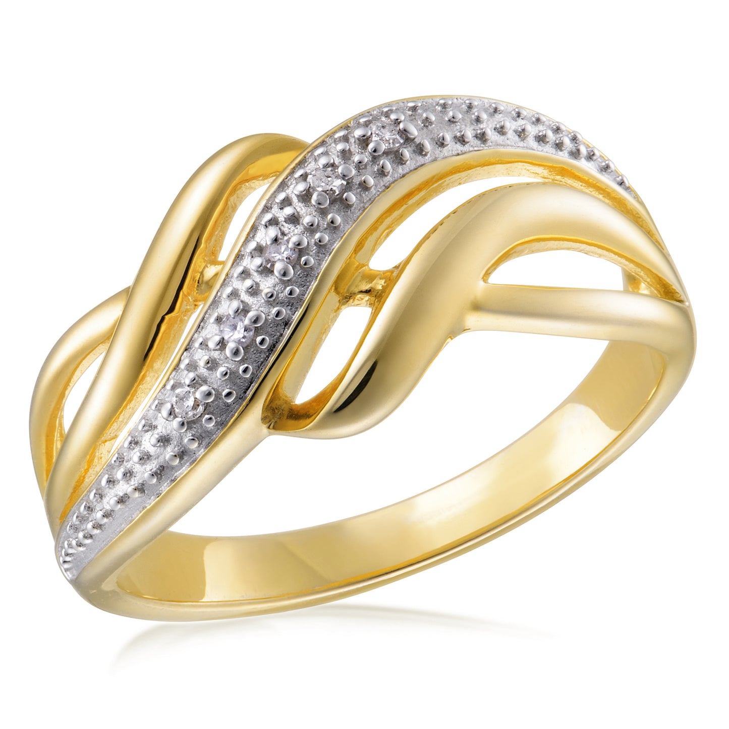 STG SILVER GOLD PLATE DIAMOND ACCENT {5X.006TDW} LADIES RING H COLOR