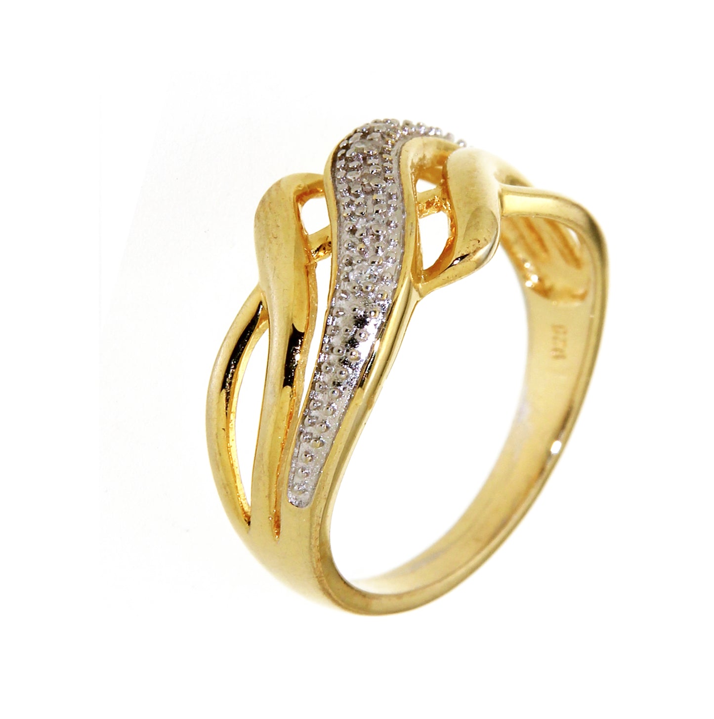 STG SILVER GOLD PLATE DIAMOND ACCENT {5X.006TDW} LADIES RING H COLOR