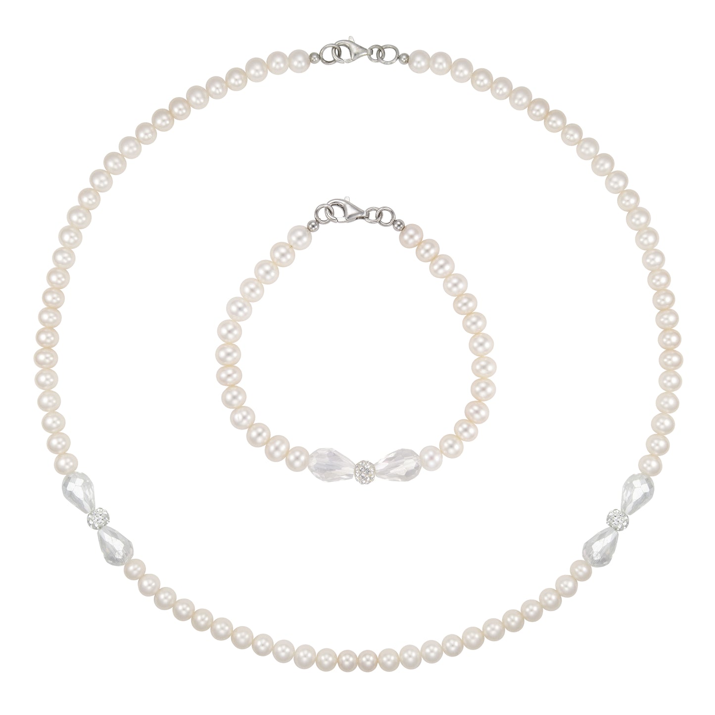 7.25" & 19.5 " CHAIN FW 6MM PEARL CRYSRAL SET