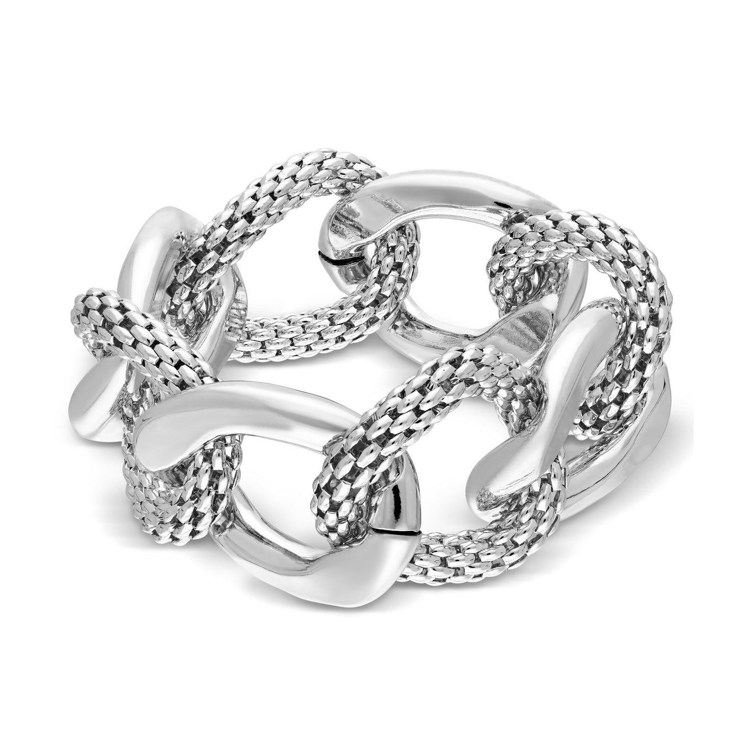 Silver Plate Popcorn Stretch Bracelet