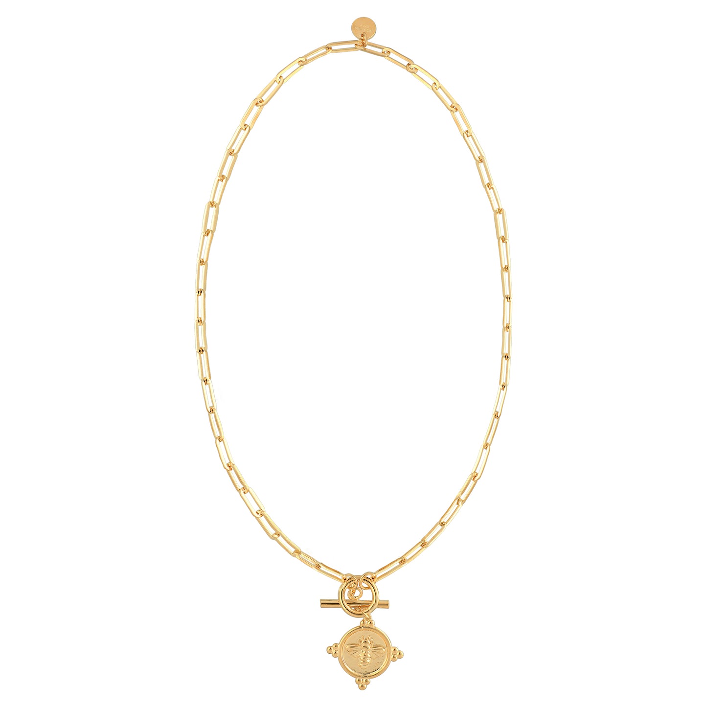 Paperclip Link Toggle with Bee Medallion Necklace