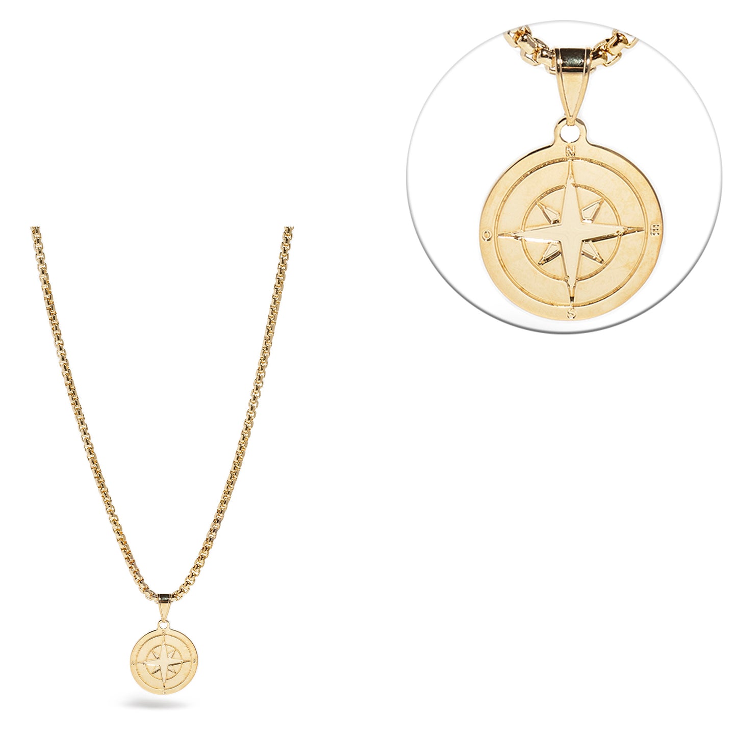 Men's Compass Pendant and Chain