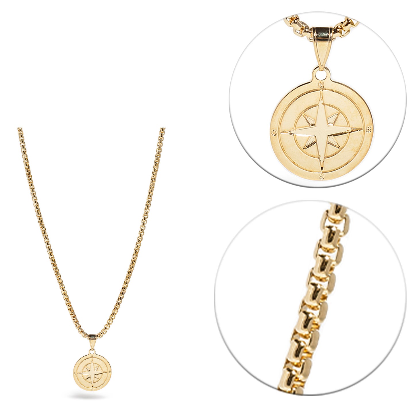 Men's Compass Pendant and Chain