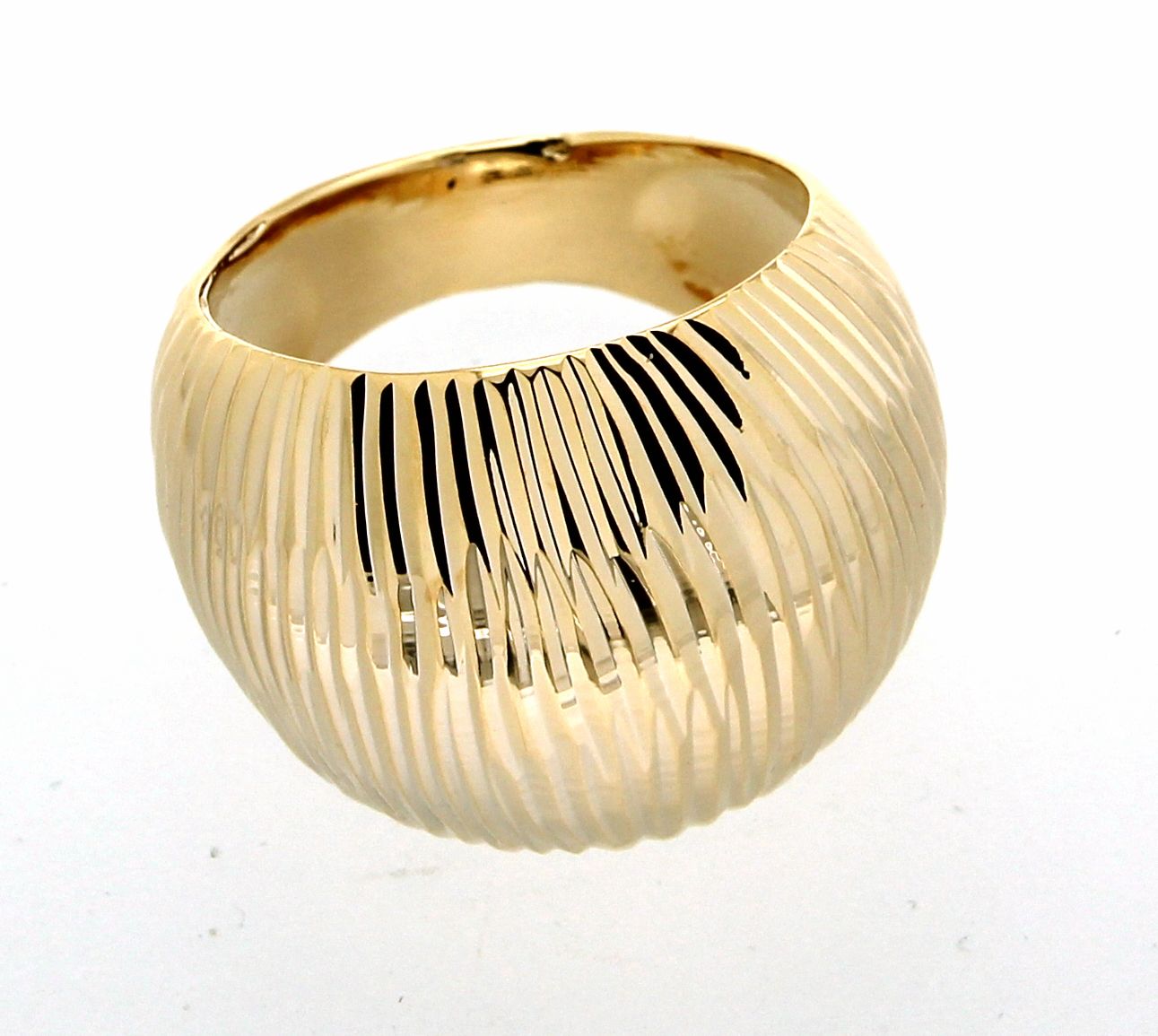 18K Gold Plated Diamond Cut Dome Band Ring