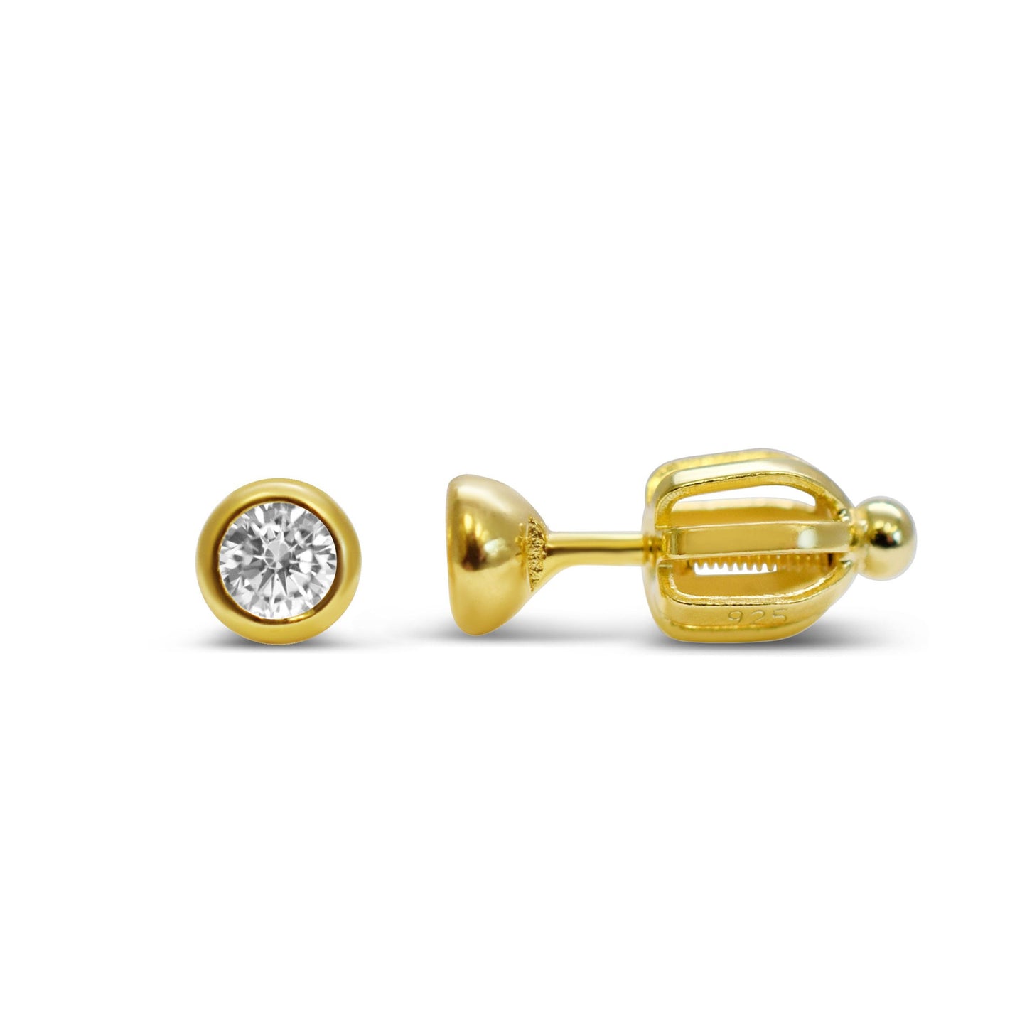 3mm Bezel Stud Earring