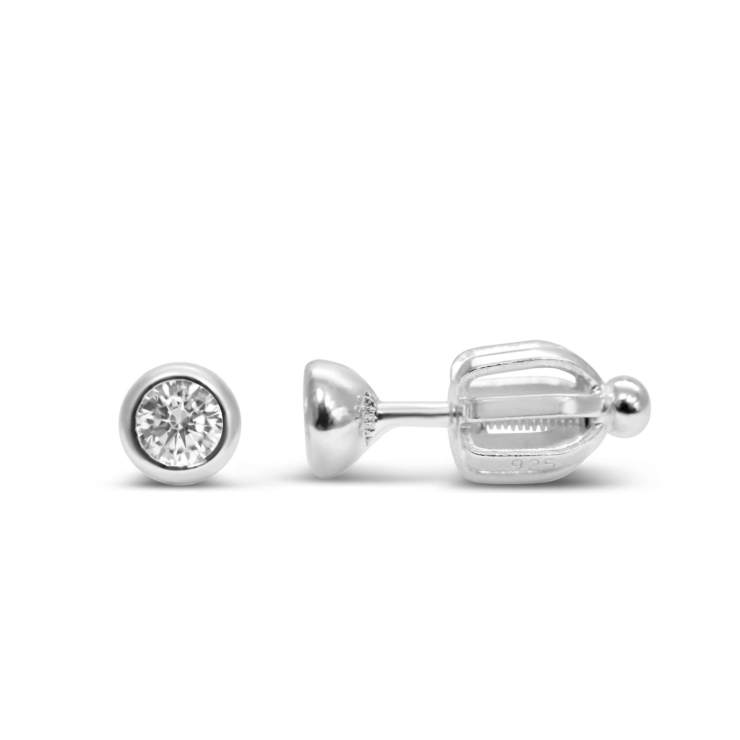 3mm Bezel Stud Earring