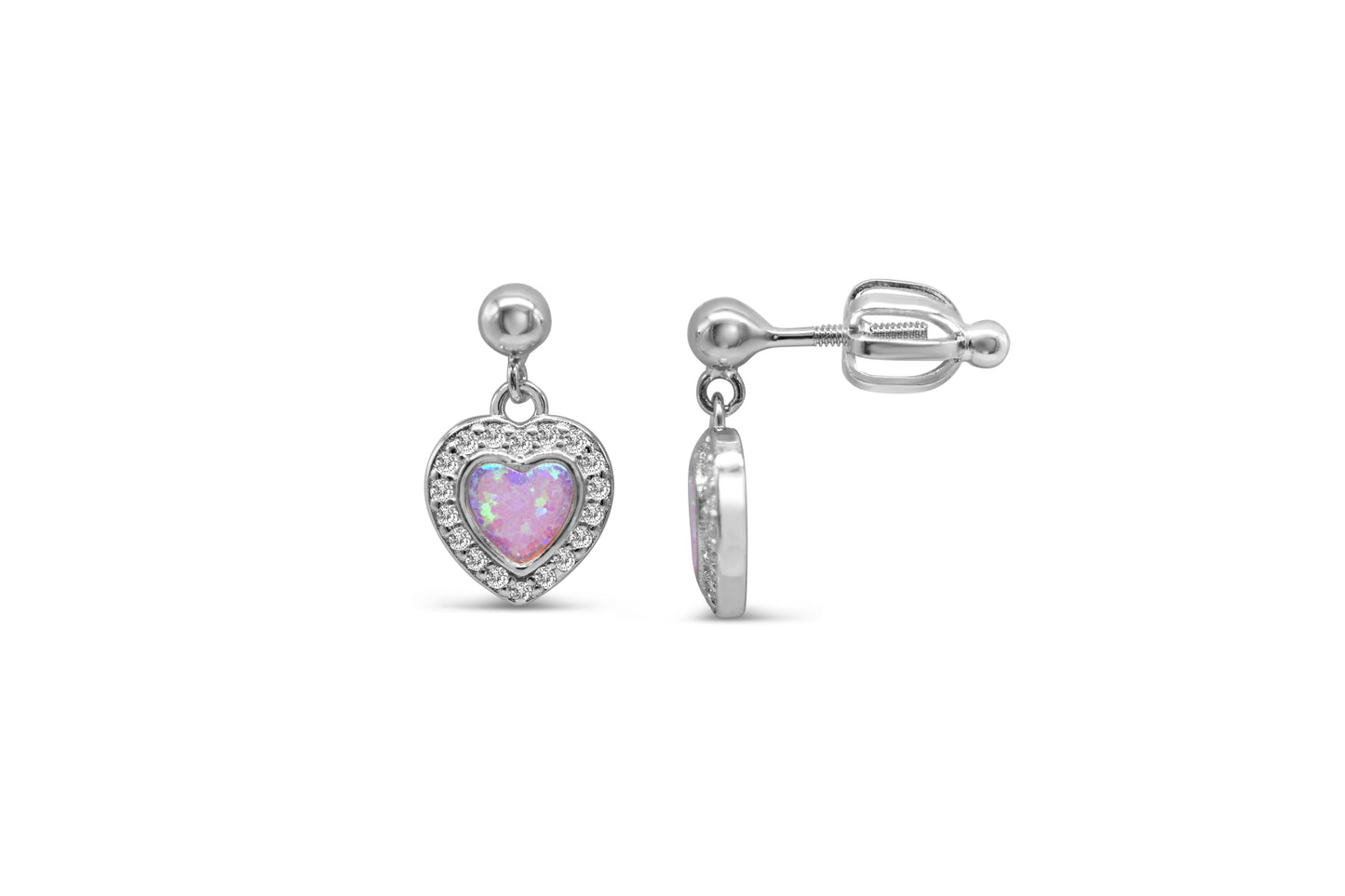 Halo Heart (Pink Opal) Dangle Earring