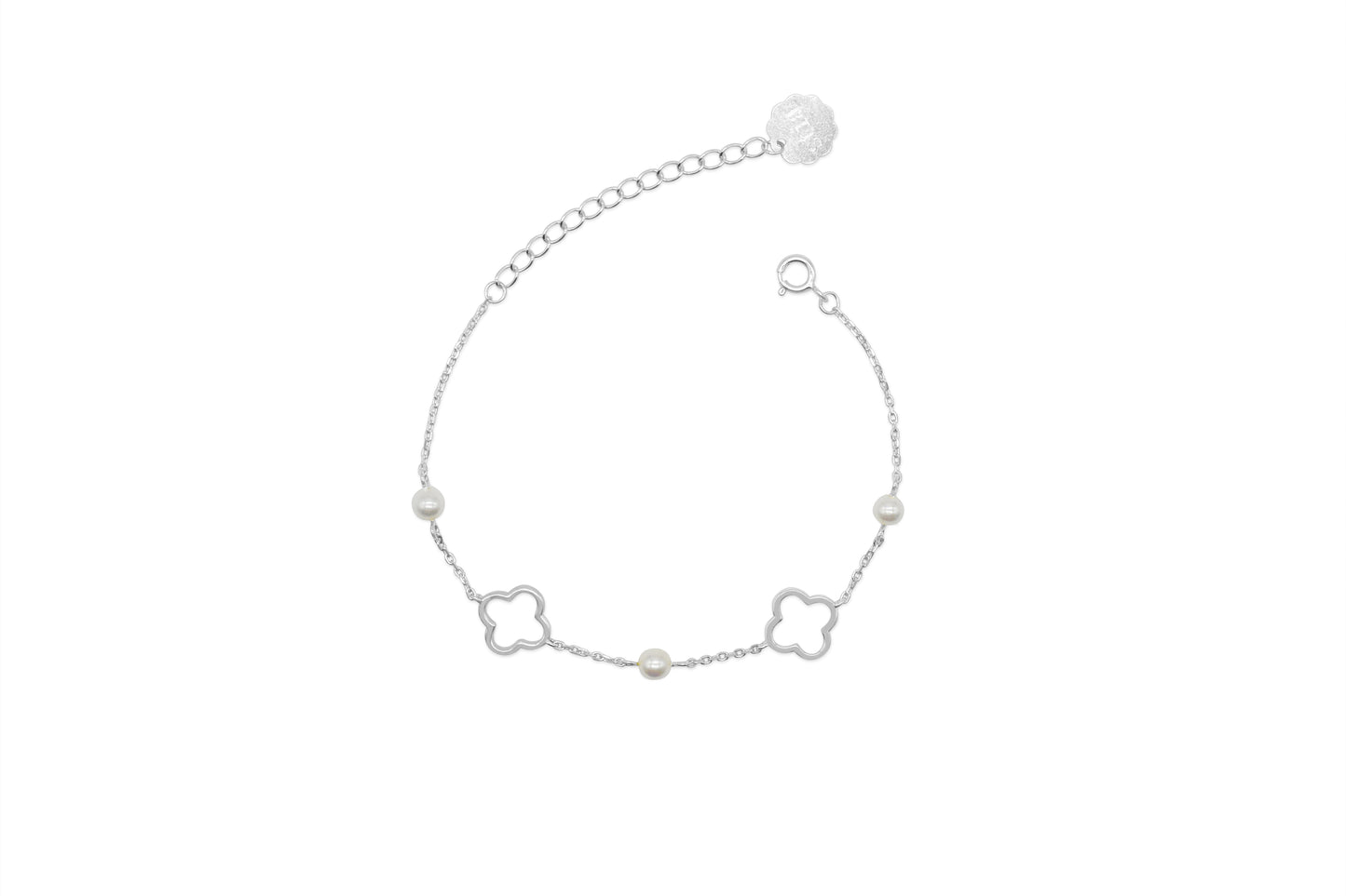 Mama & Mini Chain SS Bracelet Set-Clover & Pearl