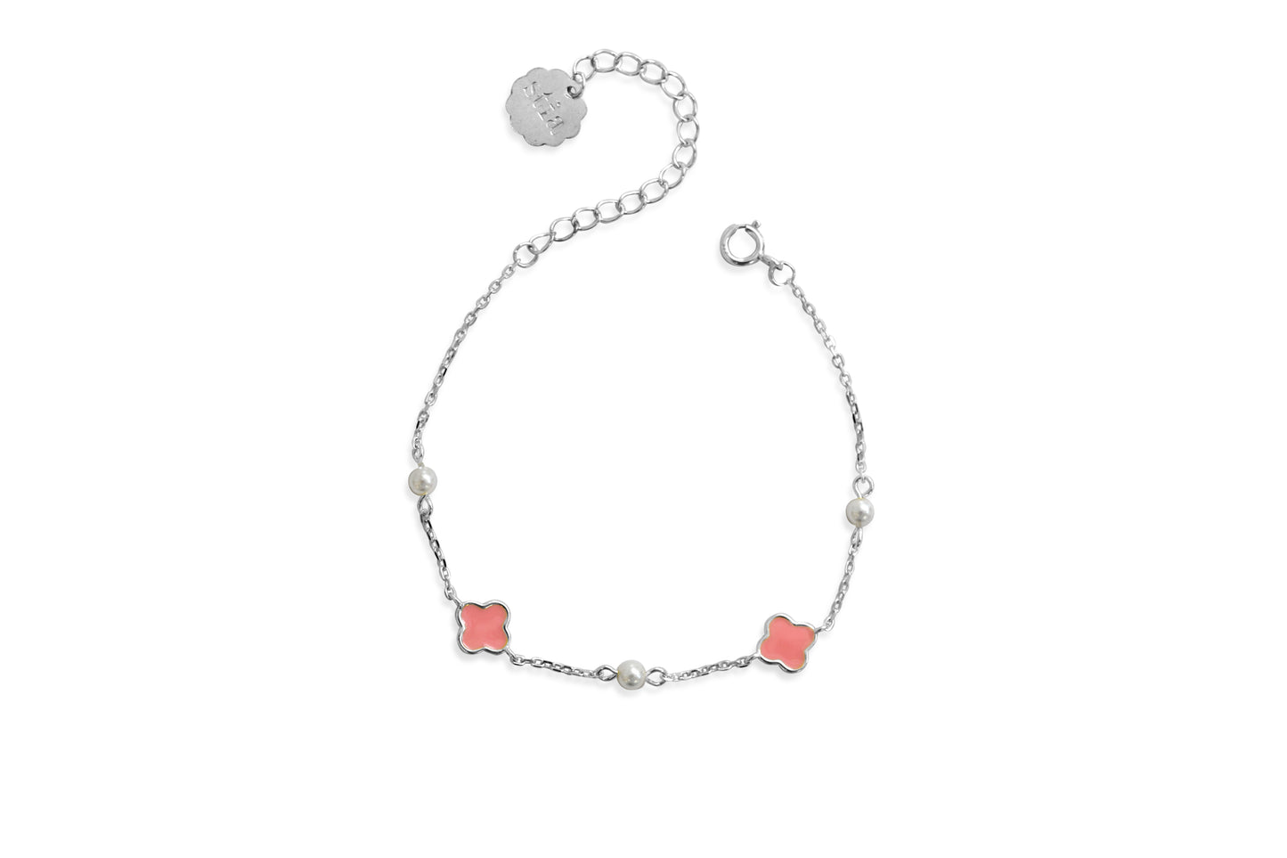Mama & Mini Chain SS Bracelet Set-Clover & Pearl