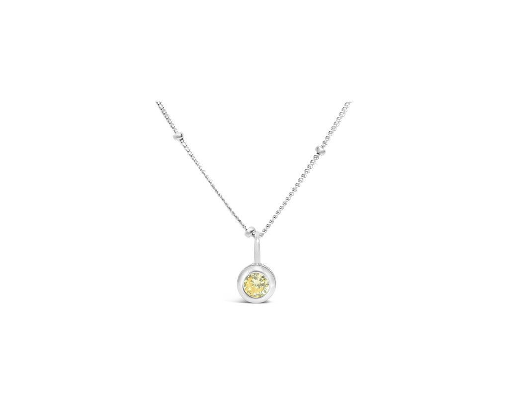 Cubic Zirconia Gold/Silver plated Bezel Necklace
