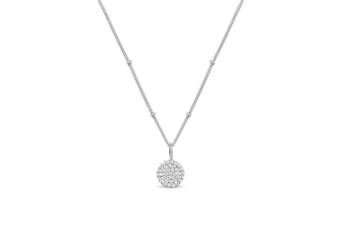 Charm & Chain Necklace - Pave Disk