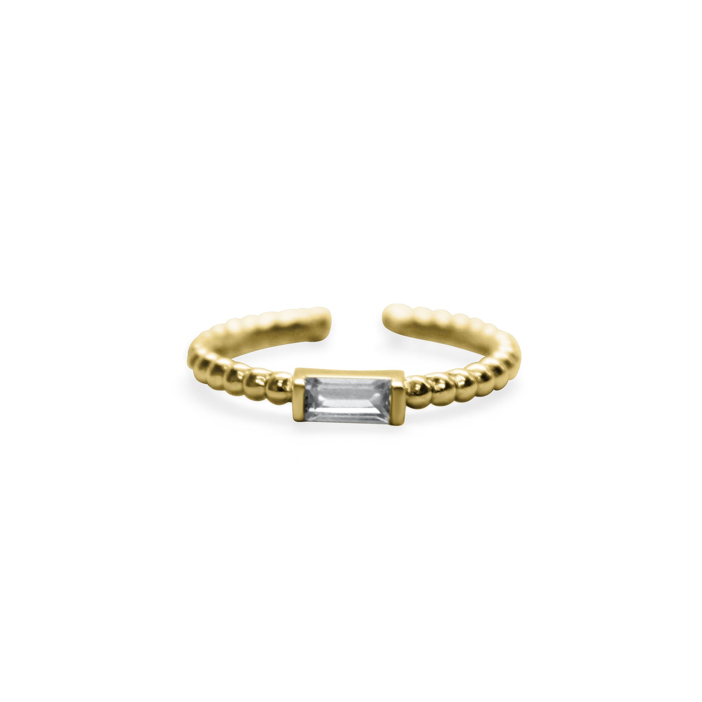 Sideways CZ Baguette Droplet Ring