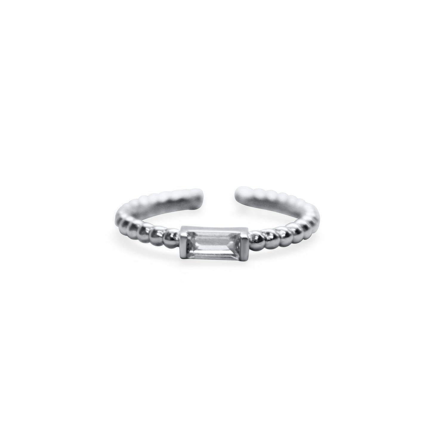Sideways CZ Baguette Droplet Ring