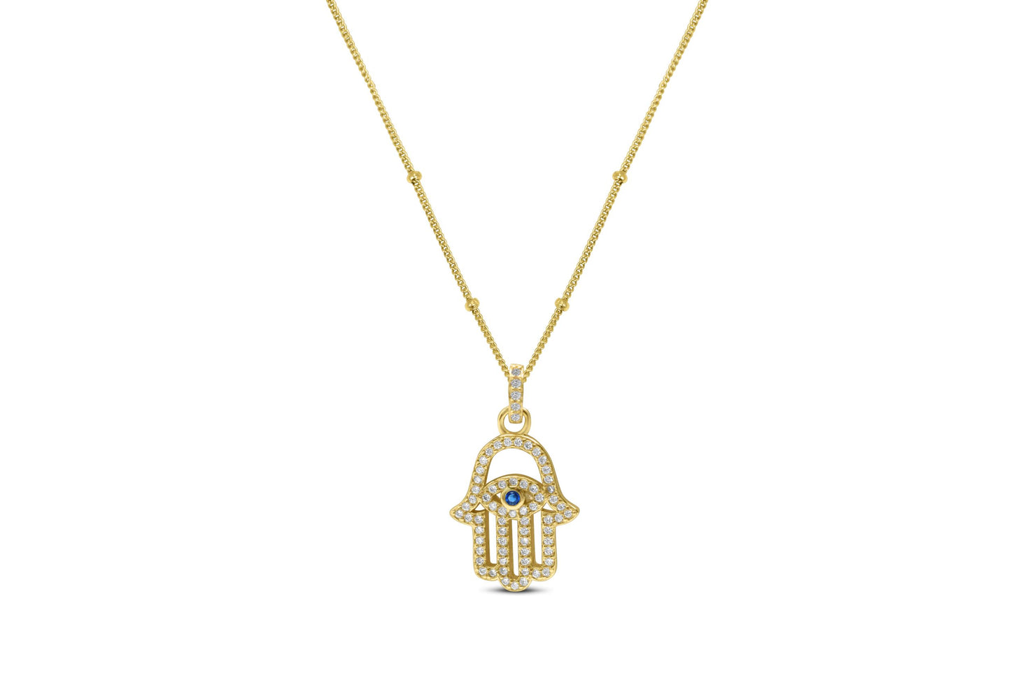 Charm & Chain Necklace - Hamsa Eye