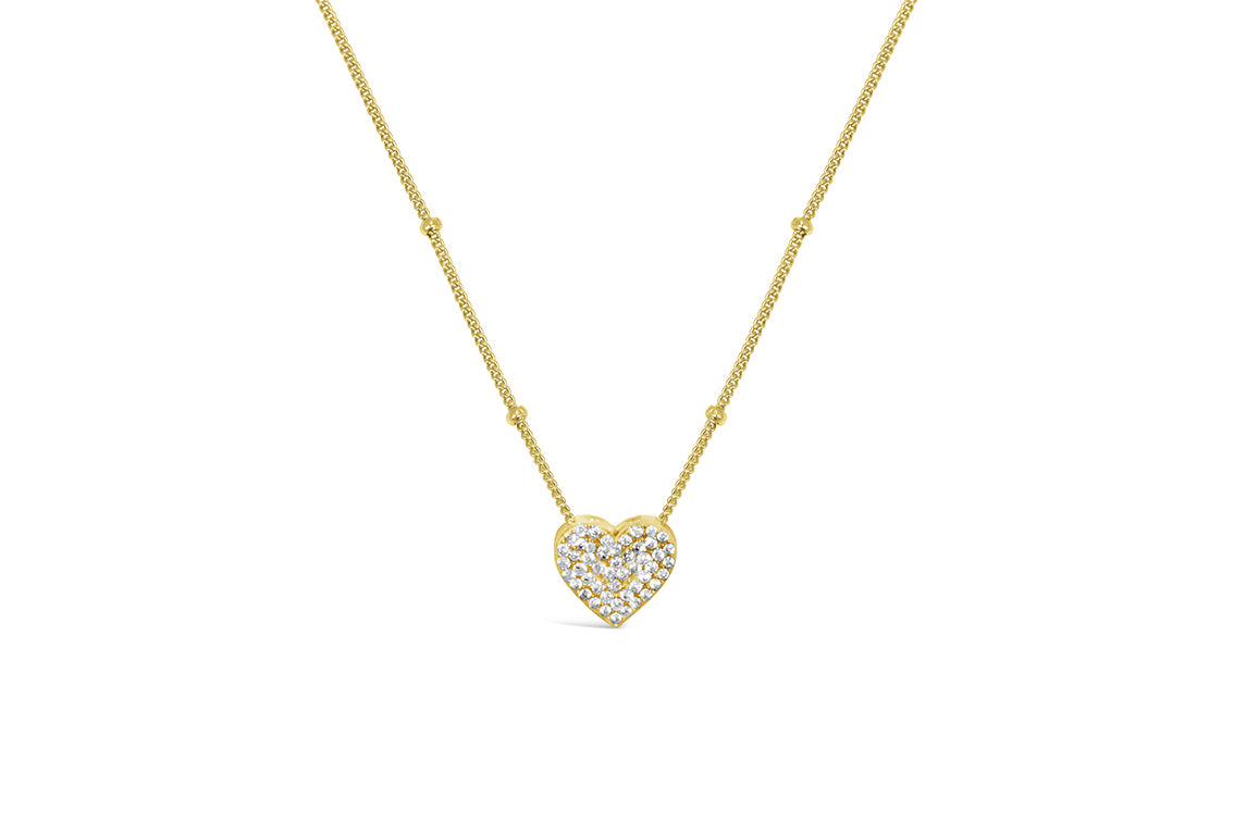 Charm & Chain Necklace - Pave Heart