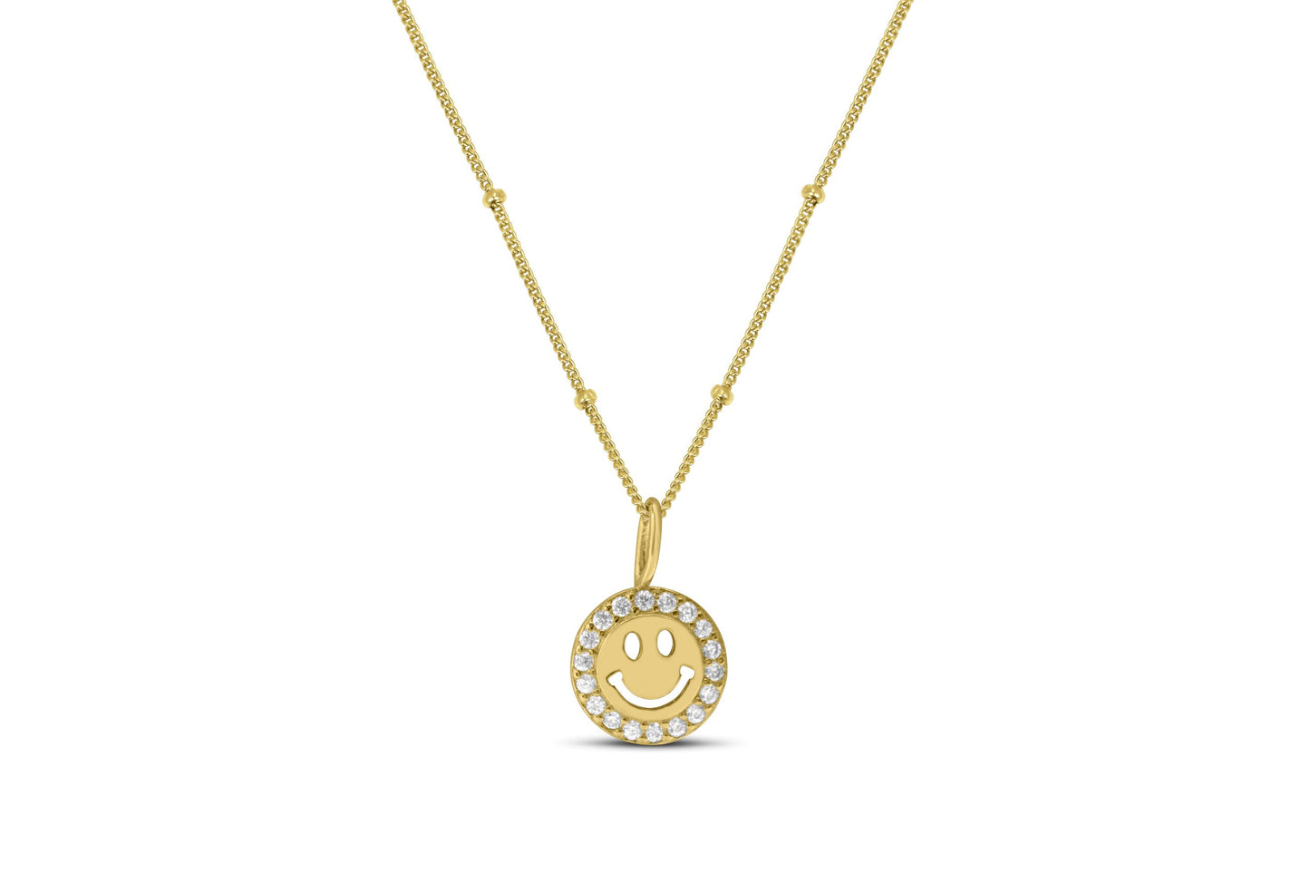Charm & Chain Necklace - Smiley Face