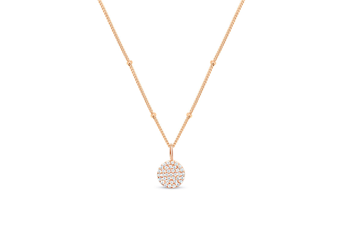 Charm & Chain Necklace - Pave Disk