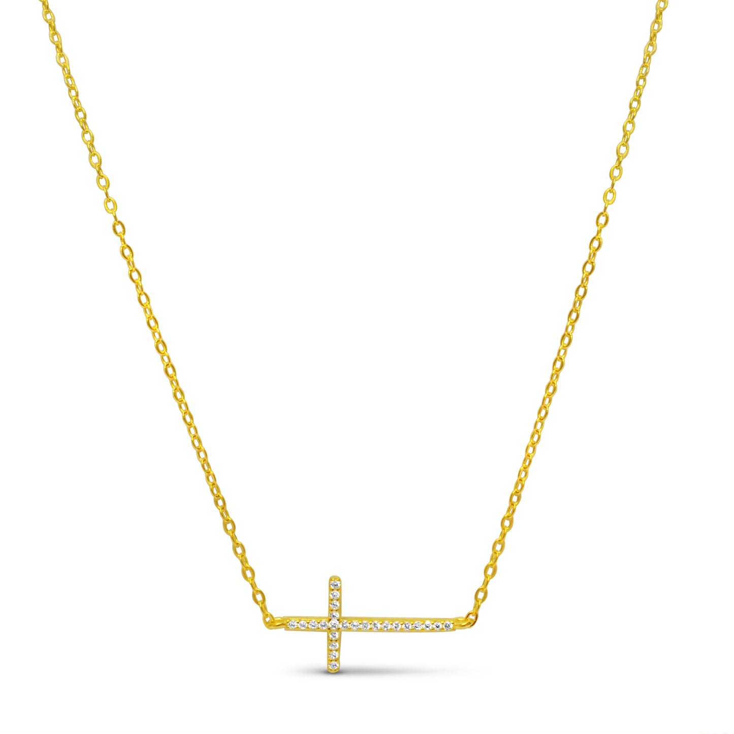 Sideways Skinny Cross Necklace