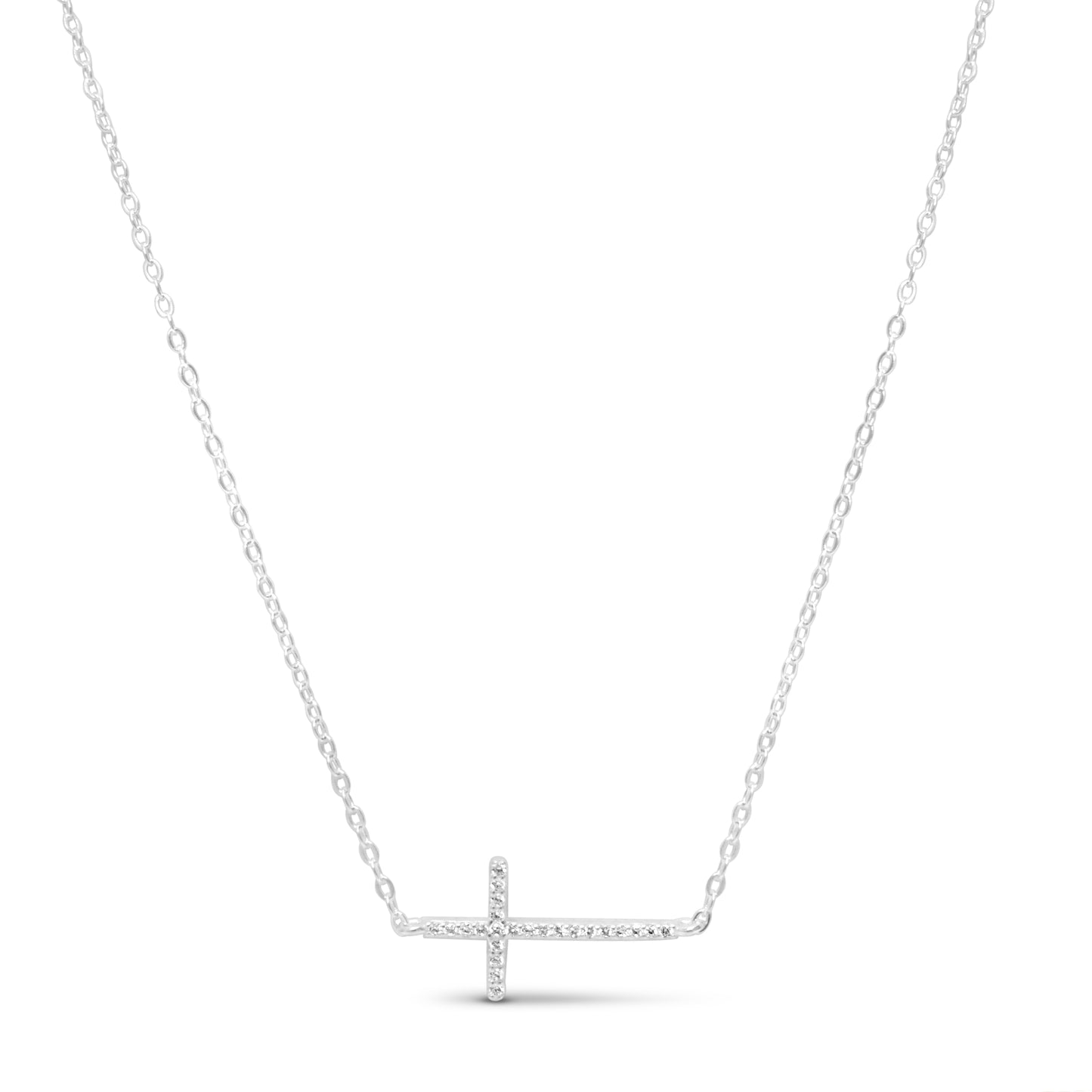 Sideways Skinny Cross Necklace