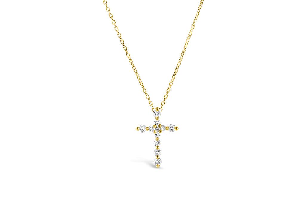 Prong Cross Slider Necklace