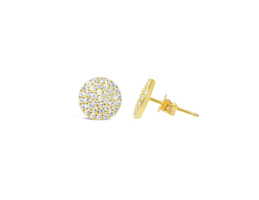 Pave Disk Earring - Silver
