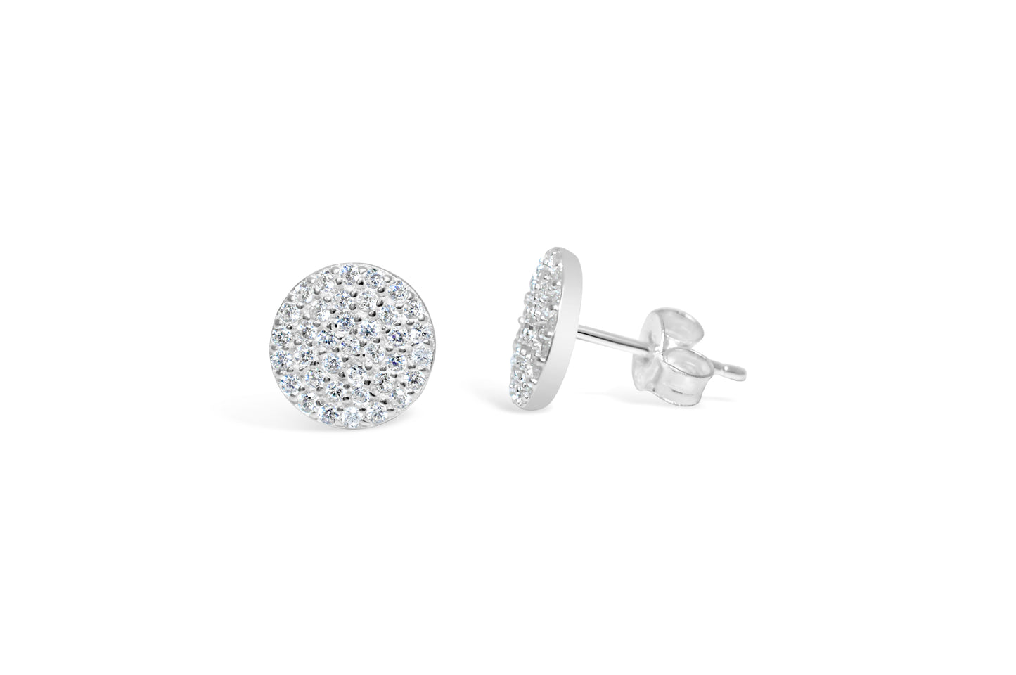 Pave Disk Earring - Silver