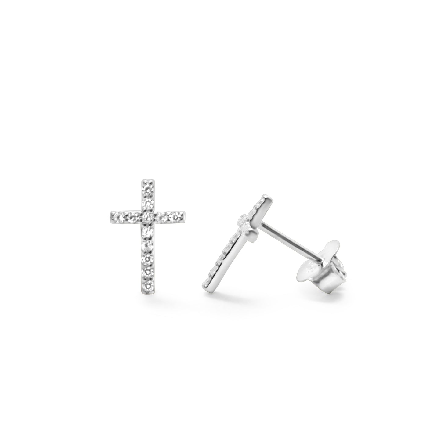 Pave Cross Stud Earring