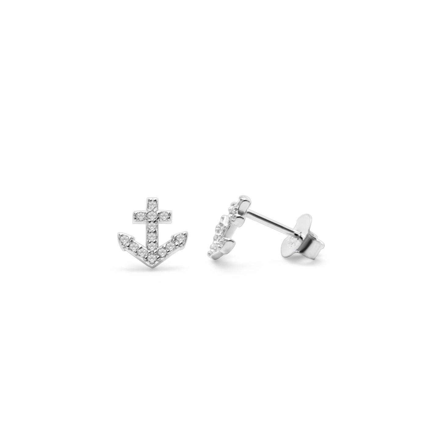 Pave Anchor Stud Earring
