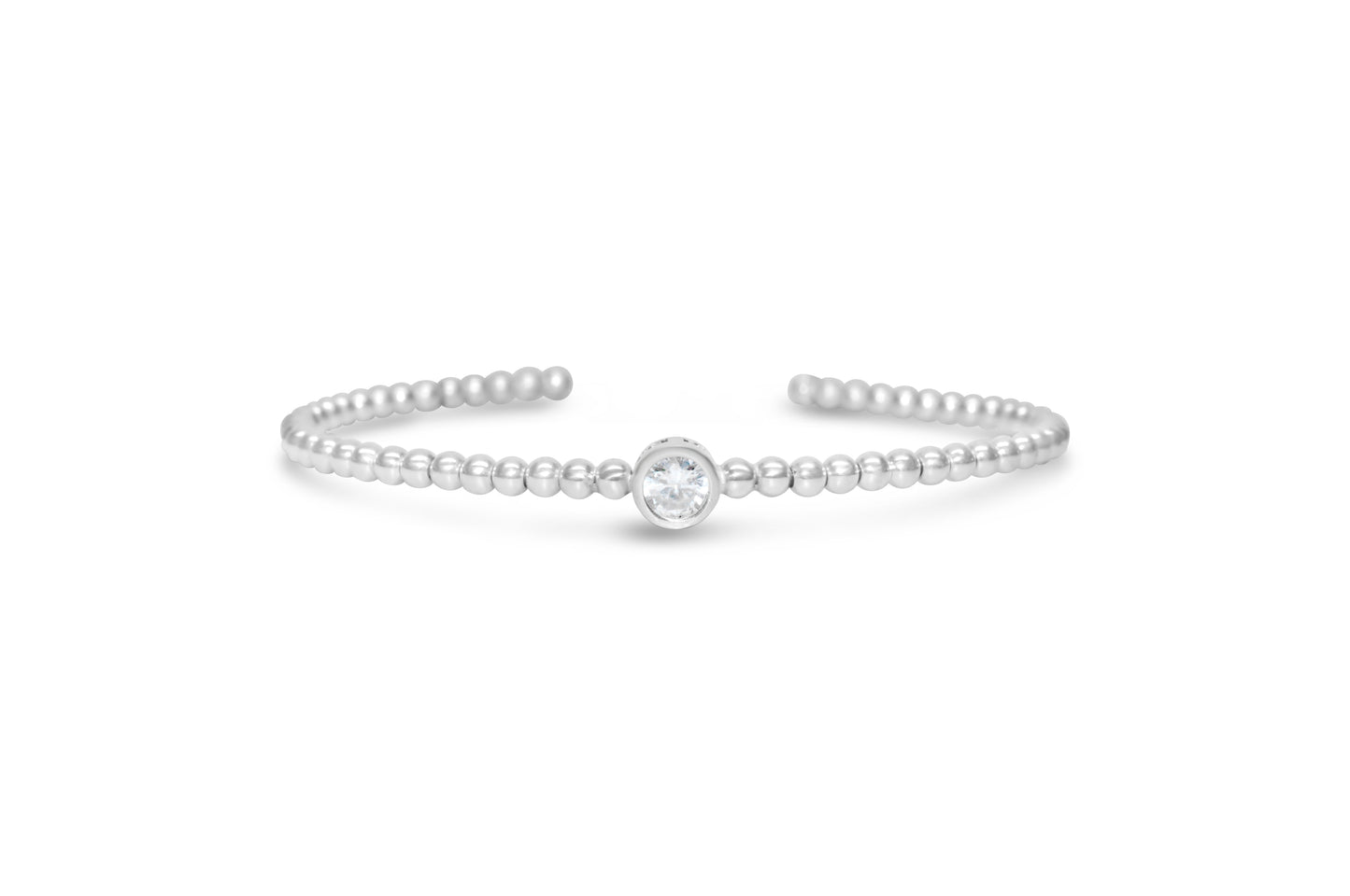 Flex Beaded Cuff- 1CT CZ Bezel