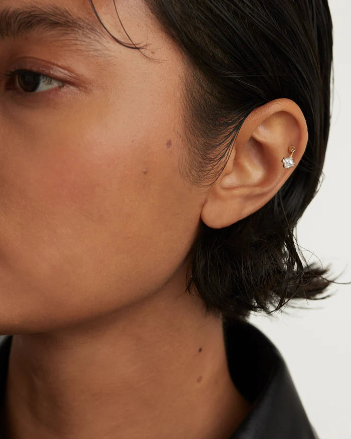 GIA SINGLE GOLD/SILVER EARRING