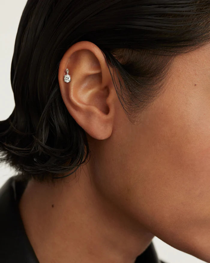 GIA SINGLE GOLD/SILVER EARRING