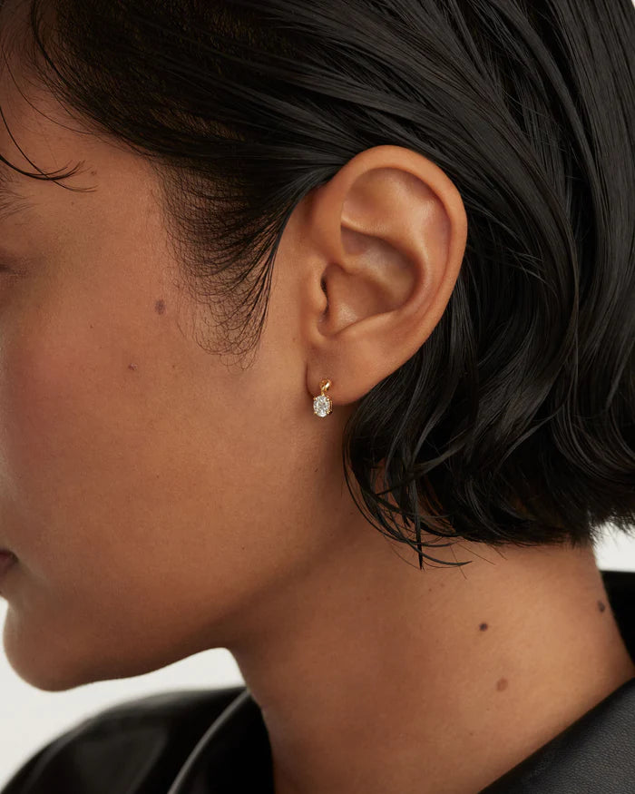 GIA SINGLE GOLD/SILVER EARRING