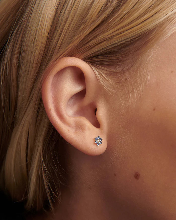 INDIGO PEONY GOLD/SILVER EARRINGS