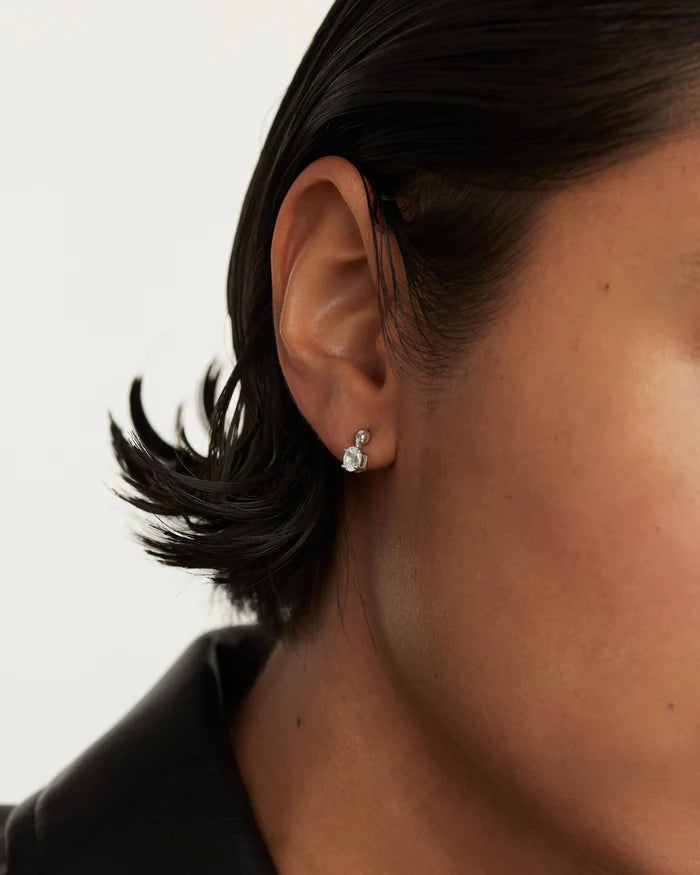 GIA SINGLE GOLD/SILVER EARRING