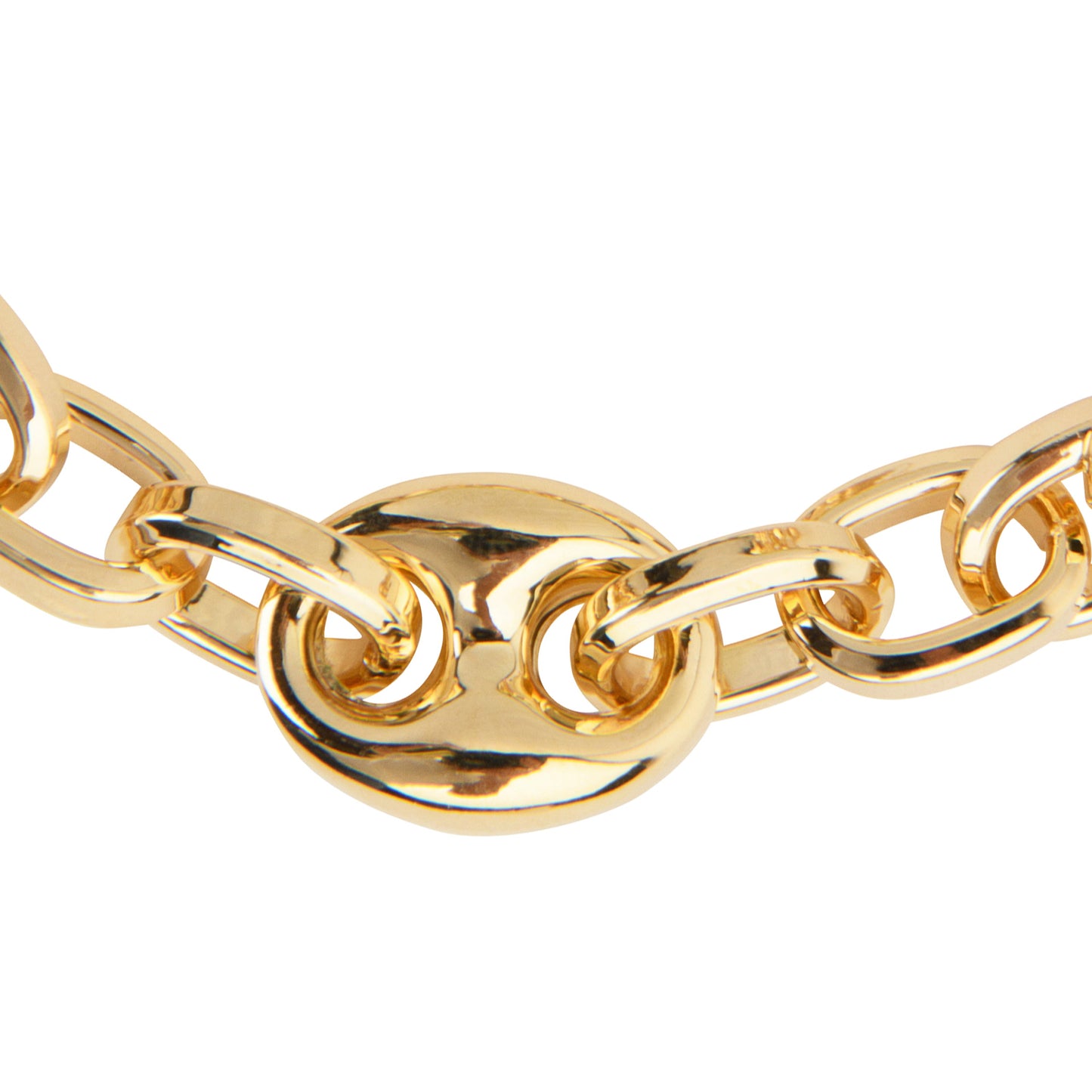 8"Combination Rectangular Link & Puffed Link Bracelet