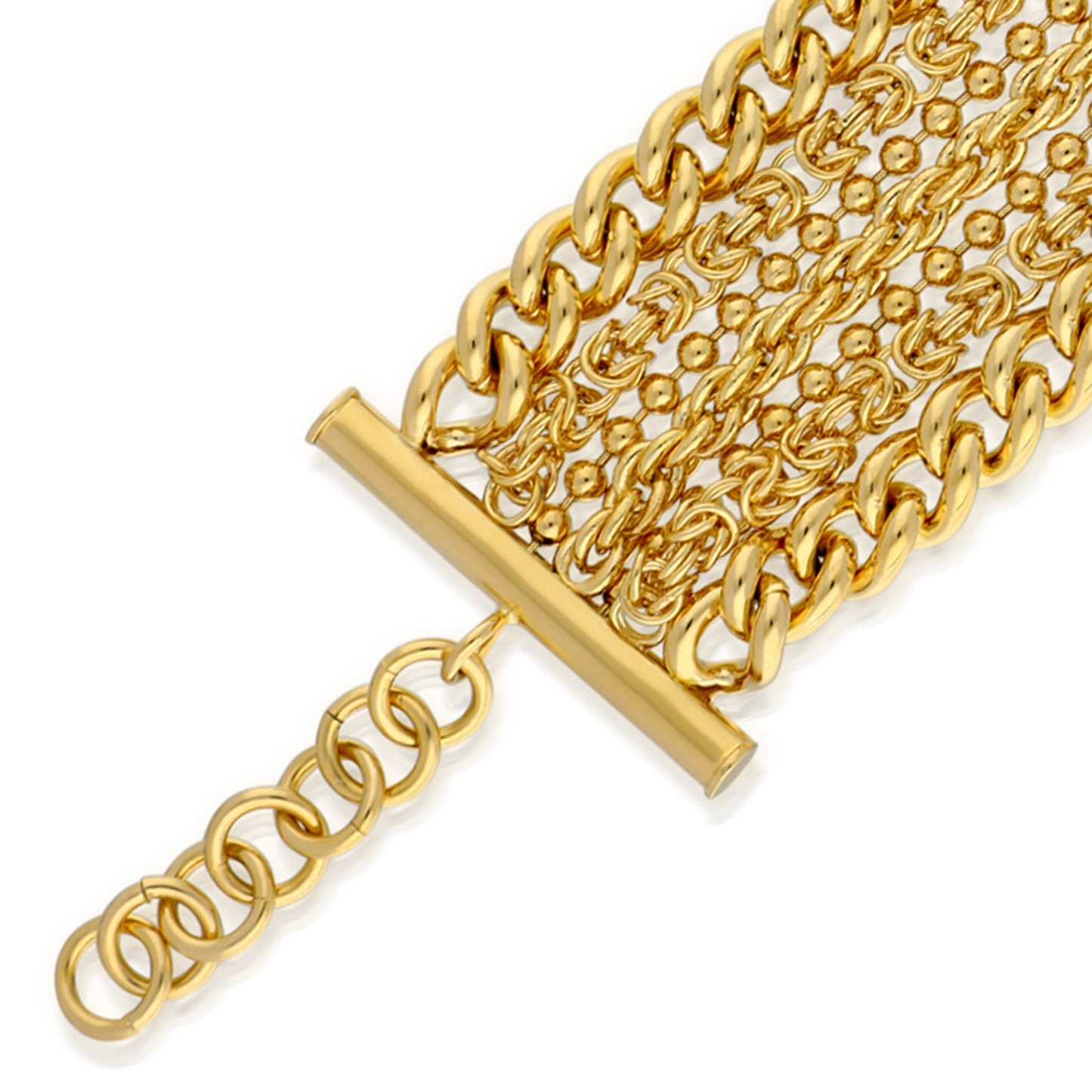 7.75" Multi Strand Rope/Curb/Bead Bracelet