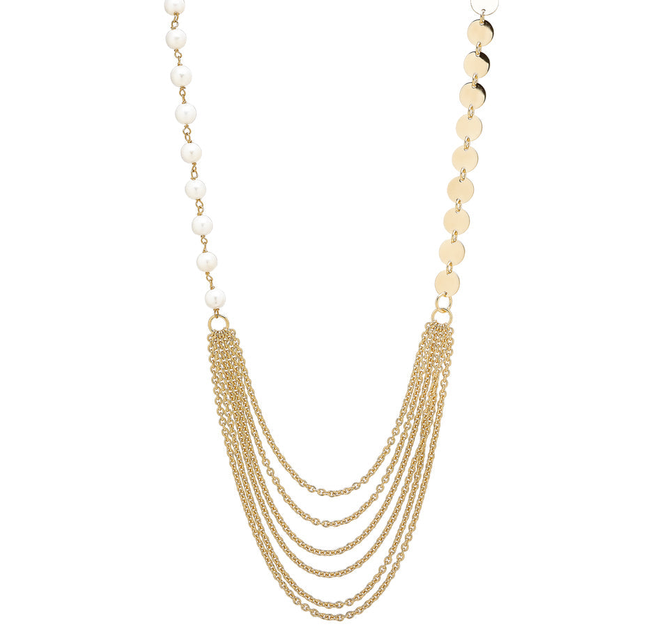 28" Double Strand freshwater Pearls Polished Stations Necklace