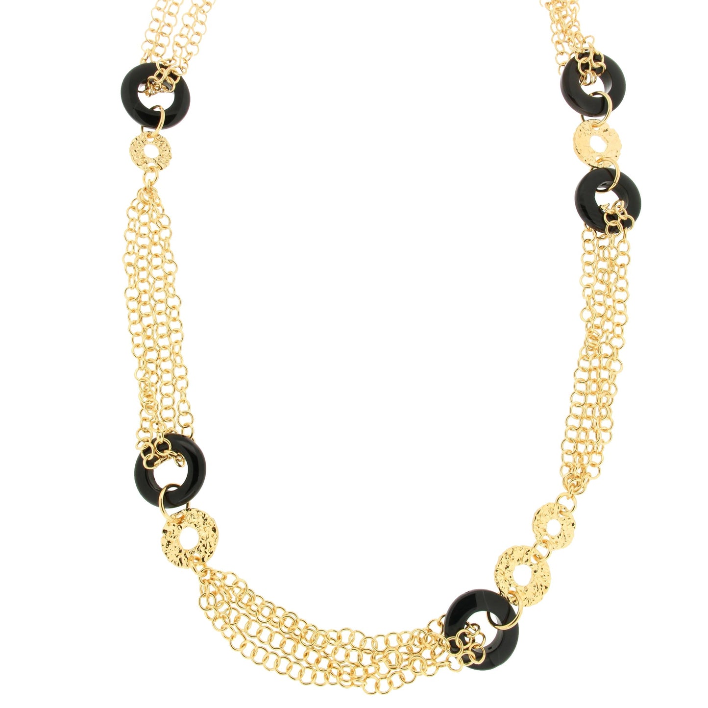 Multi Chain & Onyx Linked Necklace