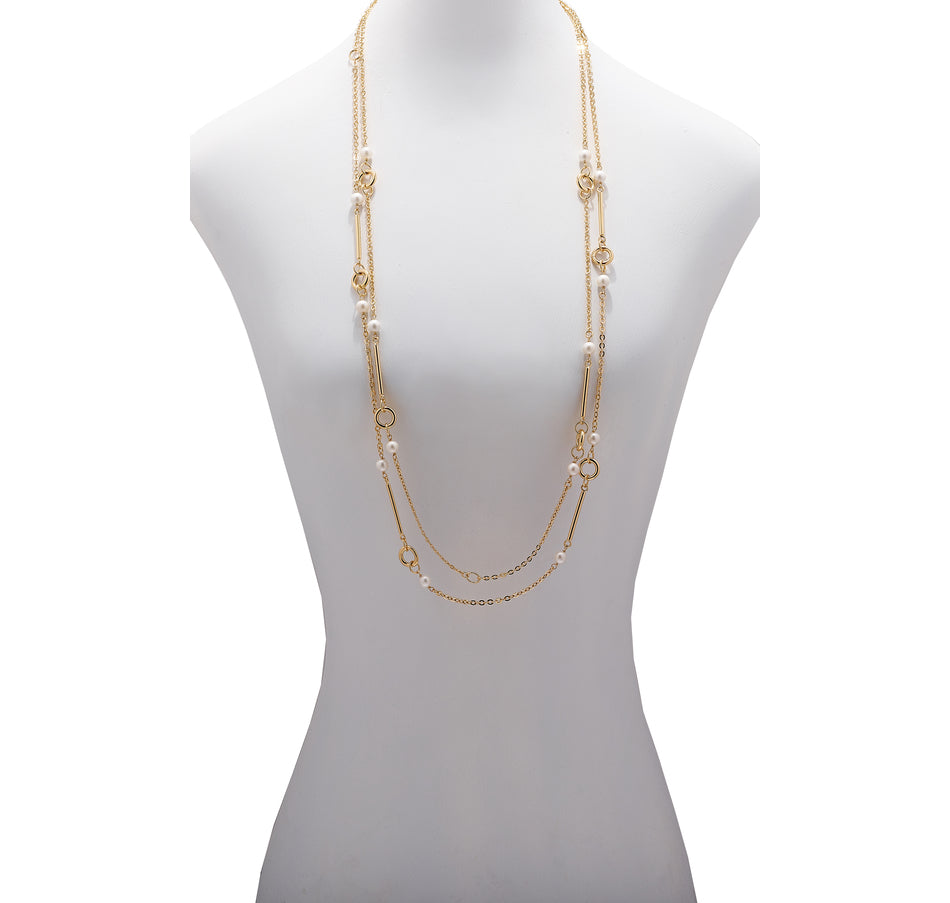 Multi Strand with Stationed Freshwater Pearls Necklace