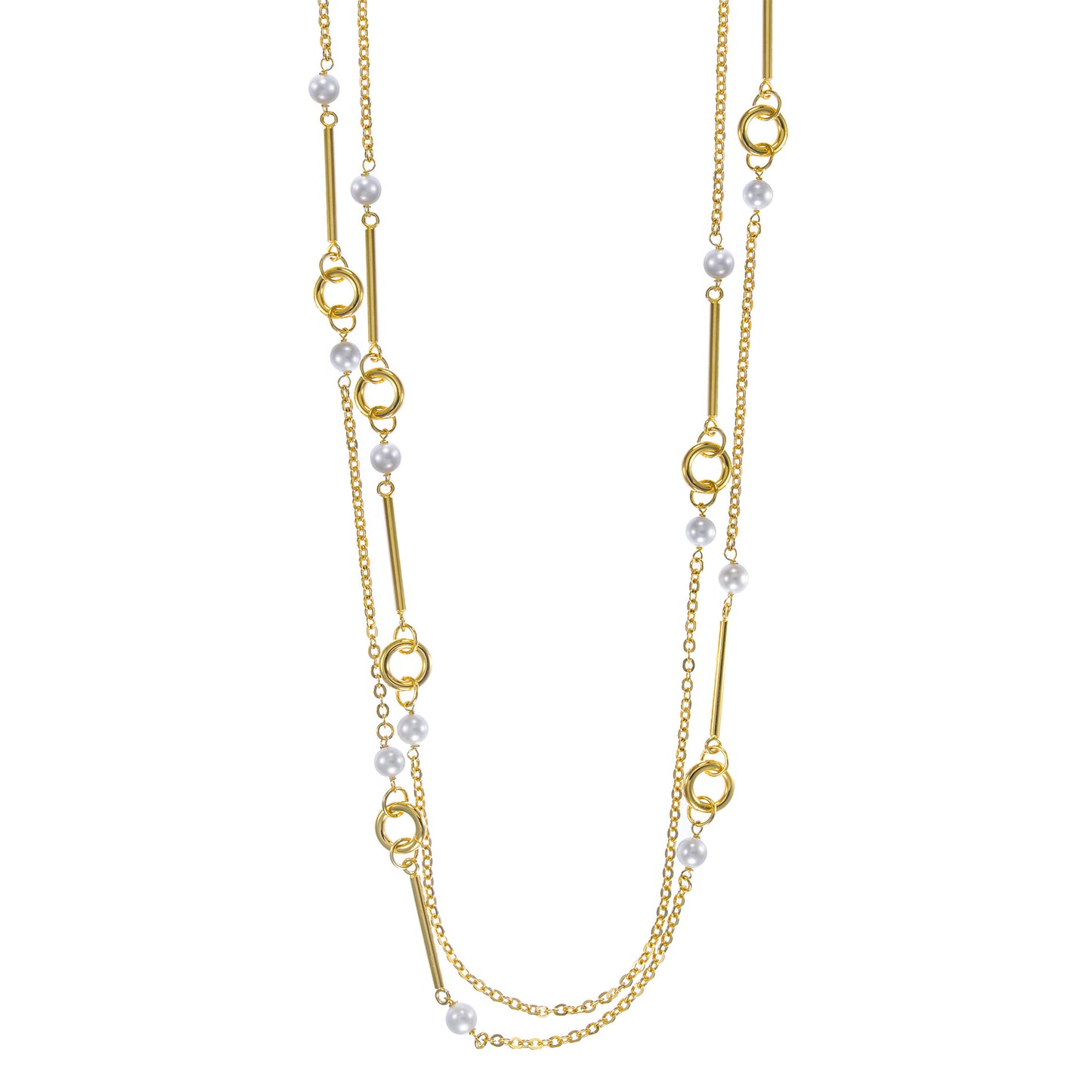 Multi Strand with Stationed Freshwater Pearls Necklace