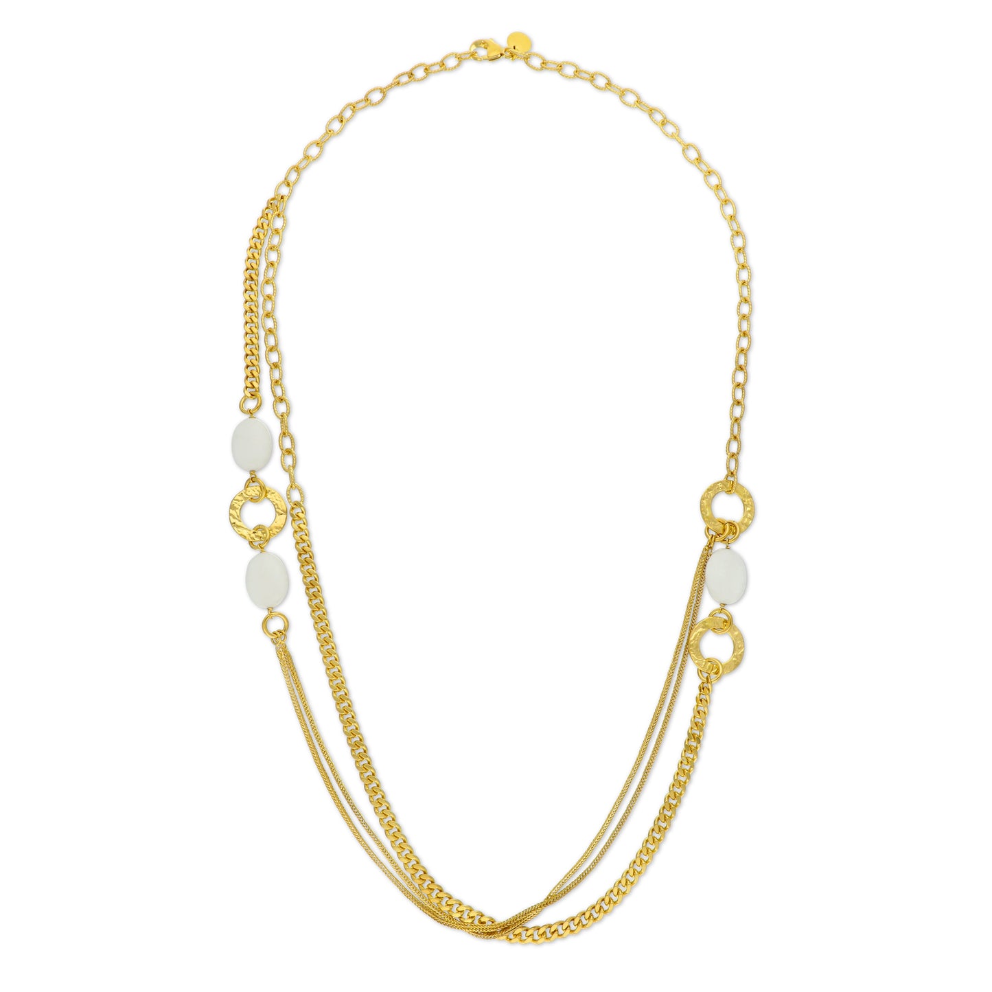 30" White Agate Multi Strand Long Necklace