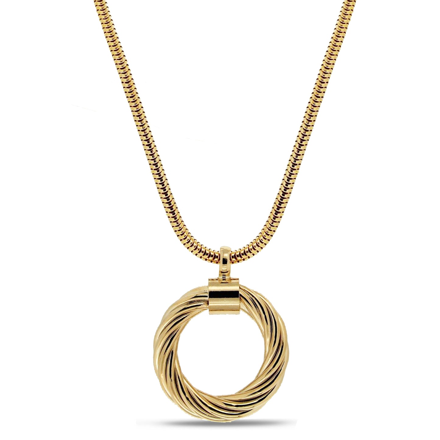 Snake Chain with Large Round Link Pendant