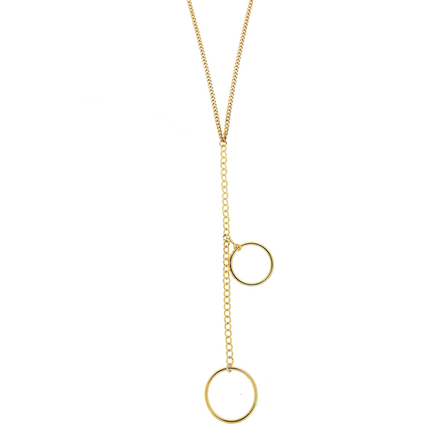 Long Necklace with Two Ring Drops